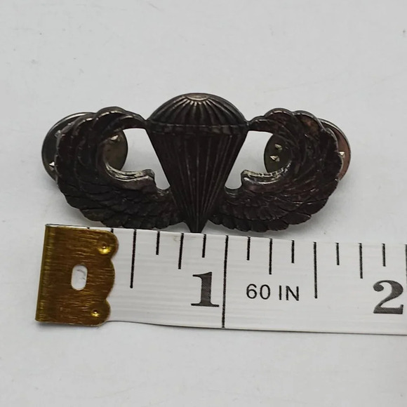 Sterling Silver Vintage Army Military Parachutist Paratrooper Badge Pin - Picture 5 of 5